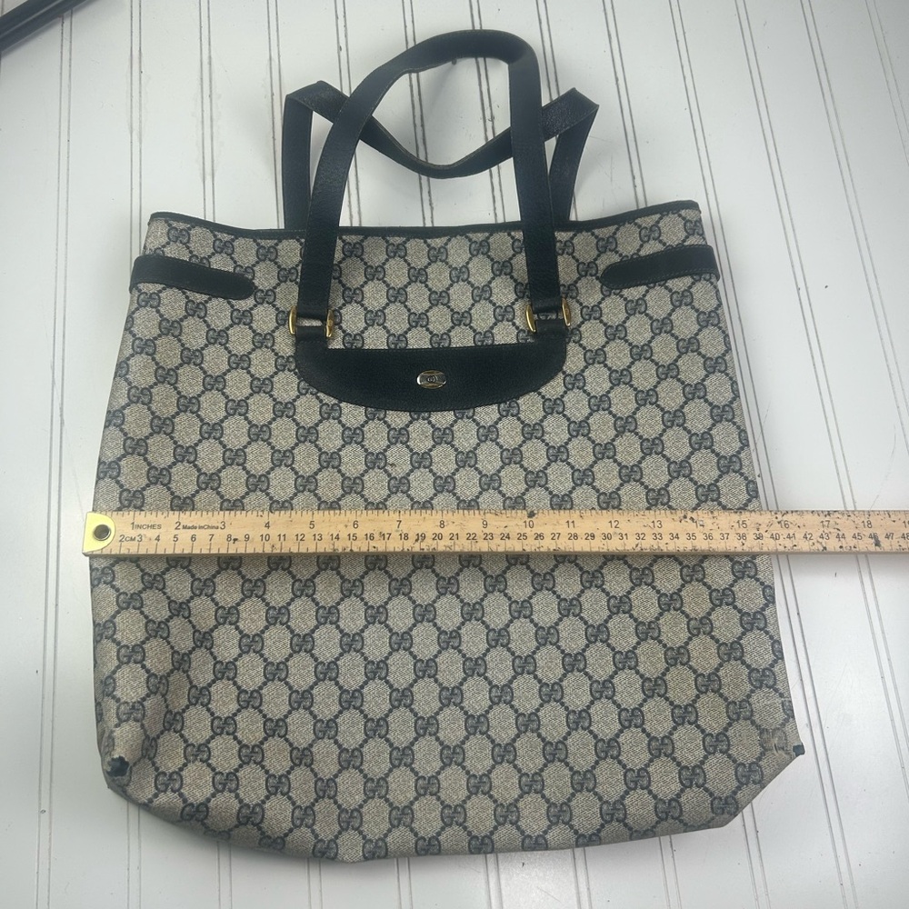Gucci Vintage GG Supreme Navy Canvas Tote Shoulder Bag - Picture 13 of 14